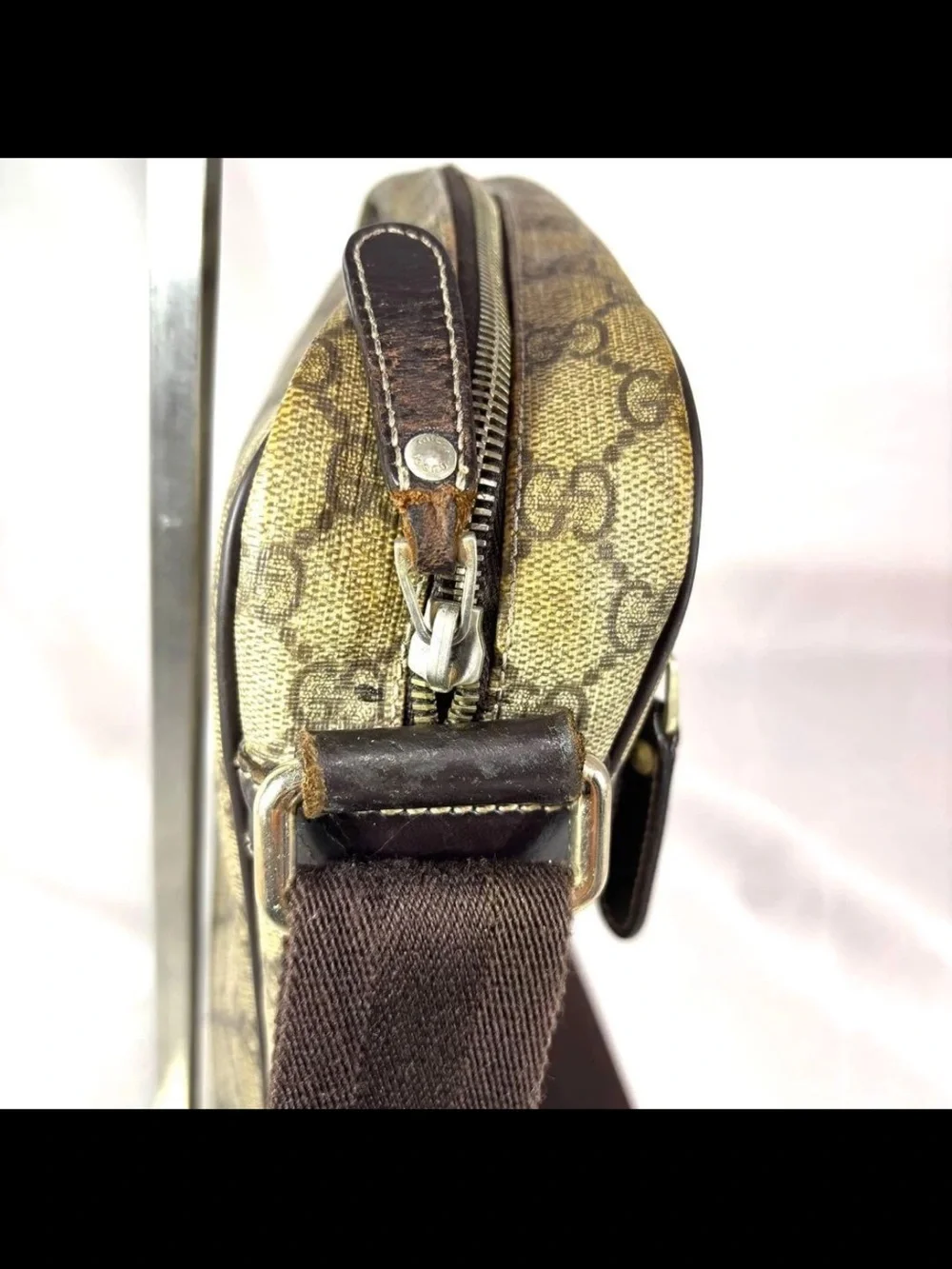 Gucci Brown/Tan Monogram Messenger Bag